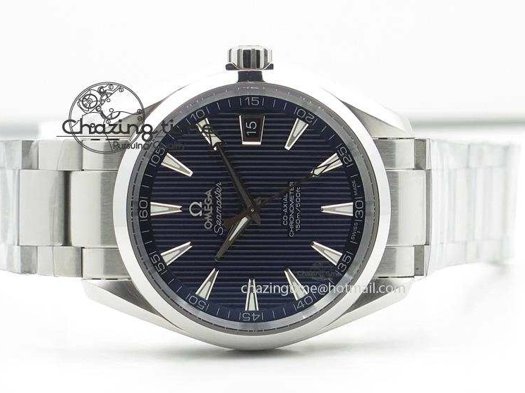 0203 Affordable Aqua Terra 150M SS 1:1 Best Edition Deep Blue Textured Dial On SS Bracelet A 8253